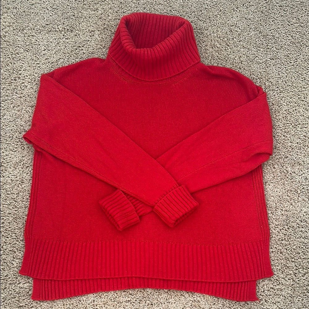 Anthro Cozy Red Turtleneck Sweater